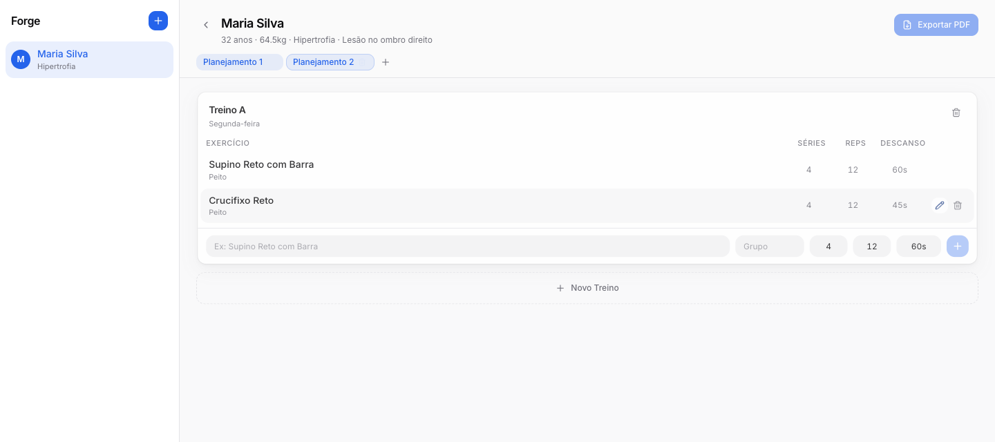 Interface do projeto Forge